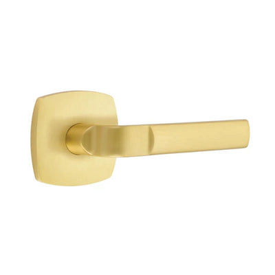 Emtek Aston Lever with Urban Modern Rosette in Satin Brass