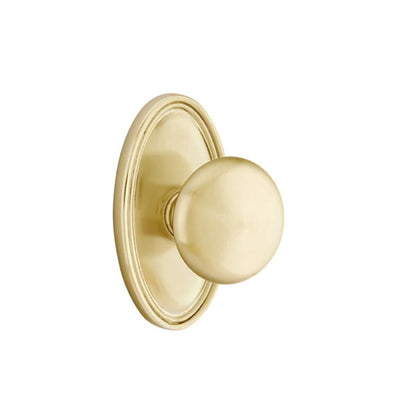Emtek Providence Knob with Oval Rosette in Satin Brass