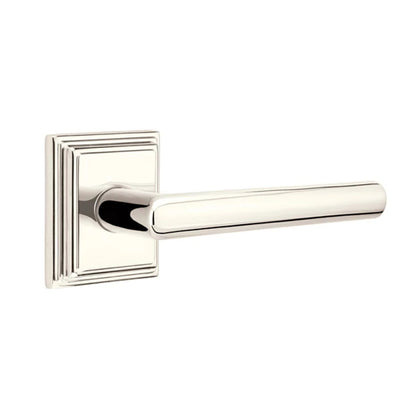 Emtek Stuttgart Lever with Wilshire Rosette in Polished Nickel