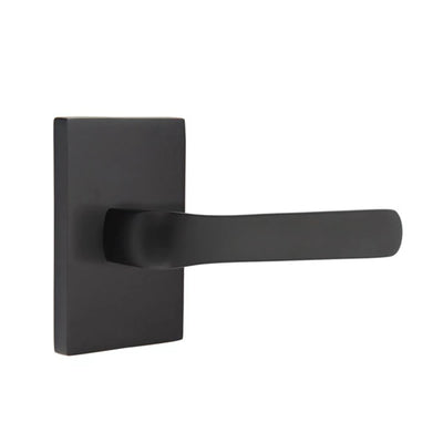 Emtek Spencer Lever with Modern Rectangular Rosette in Flat Black