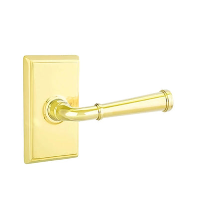 Emtek Merrimack Lever with Rectangular Rosette in Polished Brass