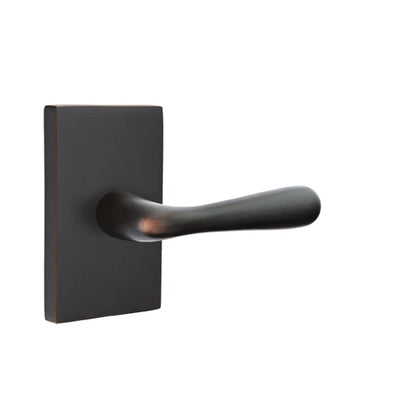 Emtek Basel Lever with Modern Rectangular Rosette in Oil Rubbed Bronze