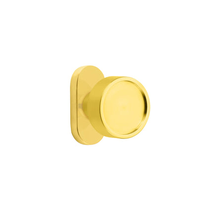 Emtek Verve Knob with Oval Stretto 1-1/2" x 3" in Unlacquered Brass