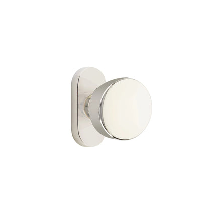 Emtek Laurent Knob with Oval Stretto 1-1/2" x 3" in Polished Nickel