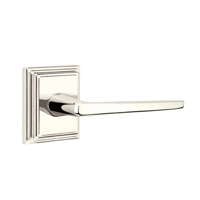 Emtek Hermes Lever with Wilshire Rosette in Polished Nickel
