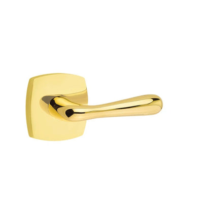 Emtek Basel Lever with Urban Modern Rosette in Unlacquered Brass