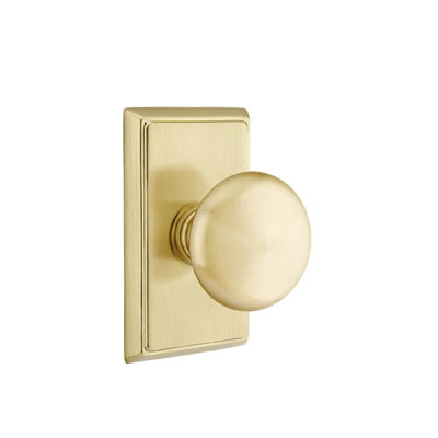 Emtek Providence Knob with Rectangular Rosette in Satin Brass