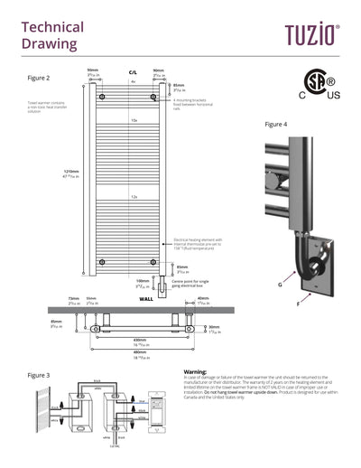 19"x47.5" Savoy Electric Towel Warmer