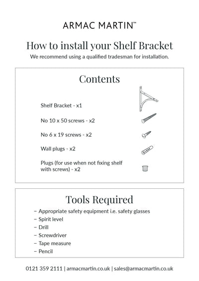 190MM Harborne Brass Shelf Bracket