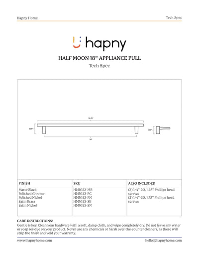 Half Moon 18” Appliance Pull