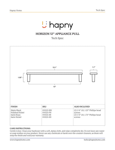 Horizon 12” Appliance Pull