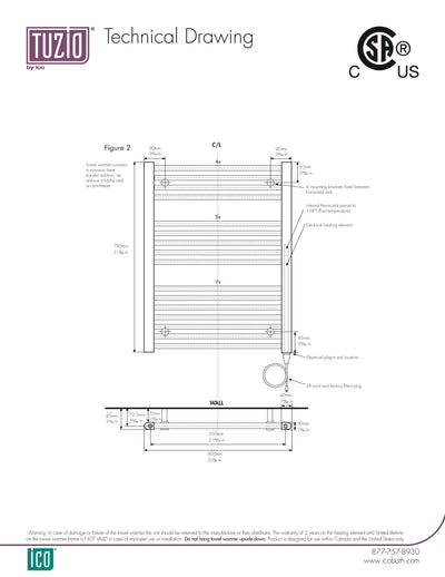 23.5"x31" Savoy Electric Towel Warmer