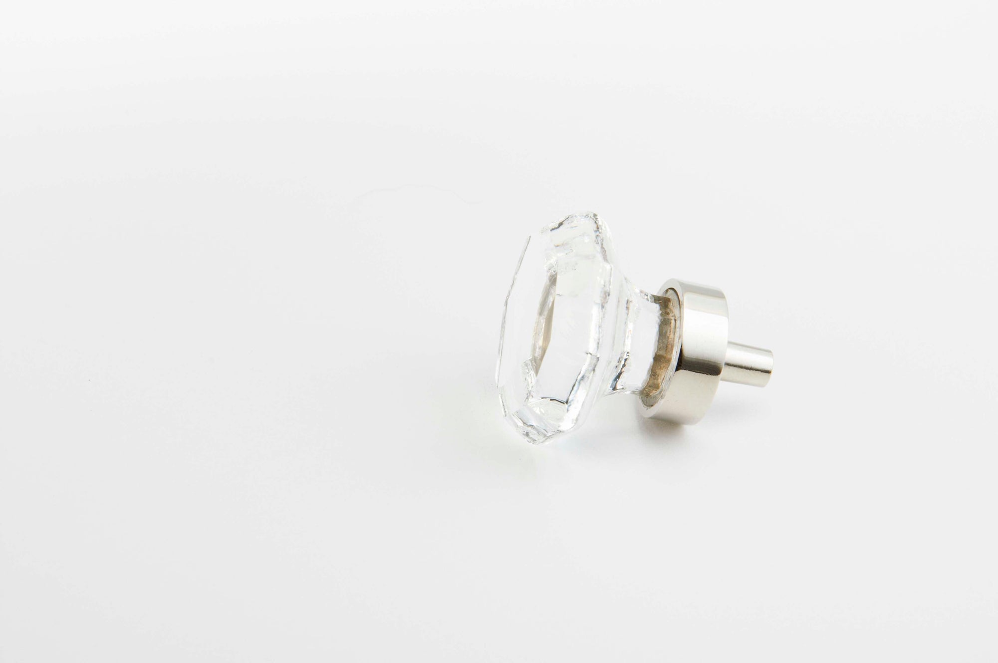 Schaub Knob, Octogonal Glass, Polished Nickel, 1-1/4 dia 71-C-PN