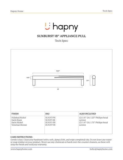 Sunburst 12” 
Appliance Pull