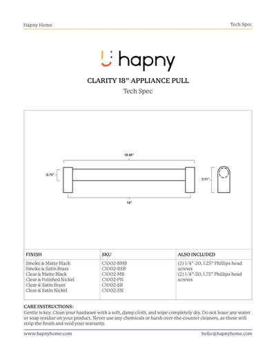 Clarity 12” Appliance Pull