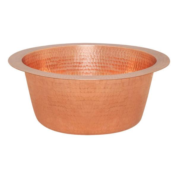 12" Round Hammered Copper Bar Sink with 2" Drain Opening in Polished Copper - Hardware by Design