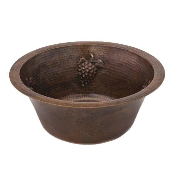 16" Round Copper Prep Sink w/ Grapes and 3.5" Drain Opening - Hardware by Design