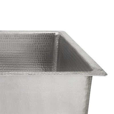 20" Rectangle Hammered Copper Kitchen/Bar/Prep Single Basin Sink in Nickel - Hardware by Design