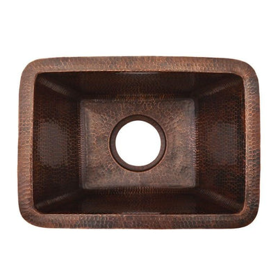 17″ Rectangle Hammered Copper Prep Sink w/ 3.5″ Drain Opening - Hardware by Design