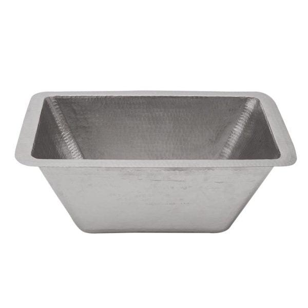 17‚Ä≥ Rectangle Hammered Copper Prep Sink in Nickel w/ 3.5‚Ä≥ Drain Opening - Hardware by Design