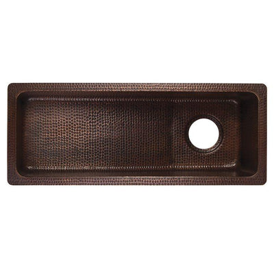 28" Rectangle Hammered Copper Slanted Bar/Prep Sink with 3.5" Drain Opening - Hardware by Design