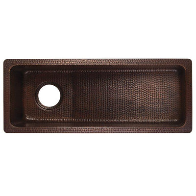 28" Rectangle Hammered Copper Slanted Bar/Prep Sink with 3.5" Drain Opening - Hardware by Design