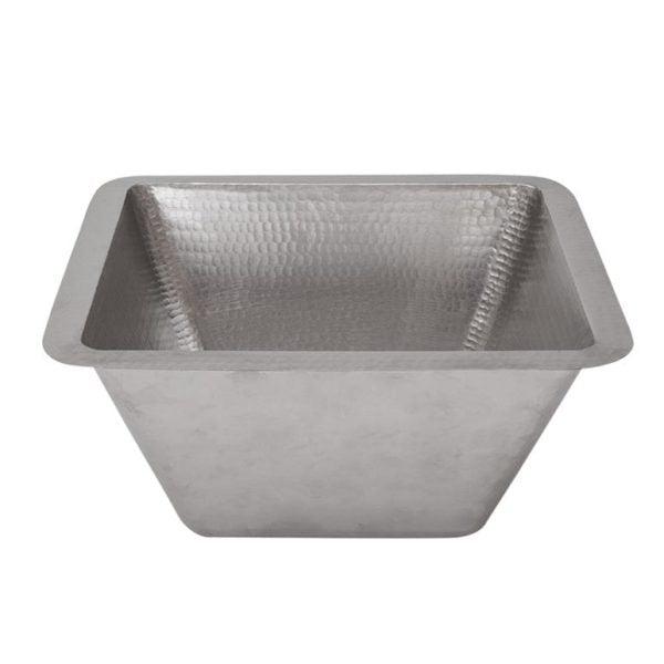 15" Square Hammered Copper Bar/Prep Sink in Nickel w/ 3.5" Drain Opening - Hardware by Design
