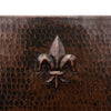 15″ Square Hammered Copper Bar/Prep Sink w/ Fleur De Lis and 2″ Drain Opening - Hardware by Design
