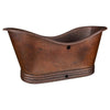 67" Hammered Copper Double Slipper Bathtub with Overflow Holes - Hardware by Design