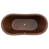 67" Hammered Copper Double Slipper Bathtub with Rings and Overflow Holes - Hardware by Design