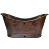 72" Hammered Copper Double Slipper Bathtub with Rings and Overflow Holes - Hardware by Design