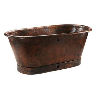 72" Hammered Copper Modern Style Bathtub with Overflow Holes - Hardware by Design