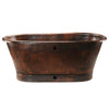 72" Hammered Copper Modern Style Bathtub with Overflow Holes - Hardware by Design