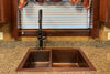 33‚Ä≥ Hammered Copper 40/60 Double Basin Kitchen Sink - Hardware by Design