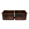 33″ Hammered Copper 50/50 Double Basin Kitchen Sink - Hardware by Design