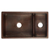 33″ Hammered Copper 70/30 Double Basin Kitchen Sink with Short 5″ Divider - Hardware by Design