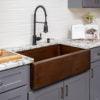 33″ Antique Hammered Copper Apron Front Single Basin Kitchen Sink - Hardware by Design