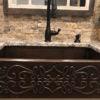 30″ Hammered Copper Apron Front Single Basin Kitchen Sink with Scroll Design - Hardware by Design