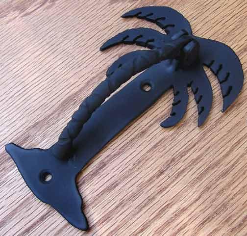 Agave Ironworks KN017-01 Wrought Iron Door Knocker - Palm Tree - Flat Black Finish - 3 1/2" W x 6" H