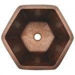 15.5‚Ä≥ Hexagon Under Counter Hammered Copper Bathroom Sink - Hardware by Design