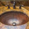 17‚Ä≥ Oval Under Counter Hammered Copper Bathroom Sink - Hardware by Design