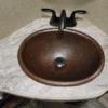 17″ Oval Self Rimming Hammered Copper Bathroom Sink - Hardware by Design