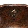 12" Copper Undermount Bathroom Sink with Fleur De Lis Design, Tru Widespread Faucet, Pop Up Drain Assembly, Silicone Caulk, and Wax Cleaner - Hardware by Design