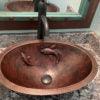 19‚Ä≥ Oval Under Counter Hammered Copper Bathroom Sink with Koi Fish Design - Hardware by Design
