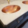 19‚Ä≥ Oval Under Counter Hammered Copper Bathroom Sink in Polished Copper - Hardware by Design