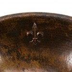 19″ Oval Fleur De Lis Self Rimming Hammered Copper Sink - Hardware by Design