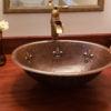 19″ Oval Fleur De Lis Self Rimming Hammered Copper Sink - Hardware by Design