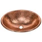 19‚Ä≥ Oval Self Rimming Hammered Copper Bathroom Sink in Polished Copper - Hardware by Design