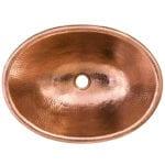 19‚Ä≥ Oval Self Rimming Hammered Copper Bathroom Sink in Polished Copper - Hardware by Design
