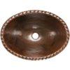 19″ Oval Roped Rim Self Rimming Hammered Copper Sink - Hardware by Design